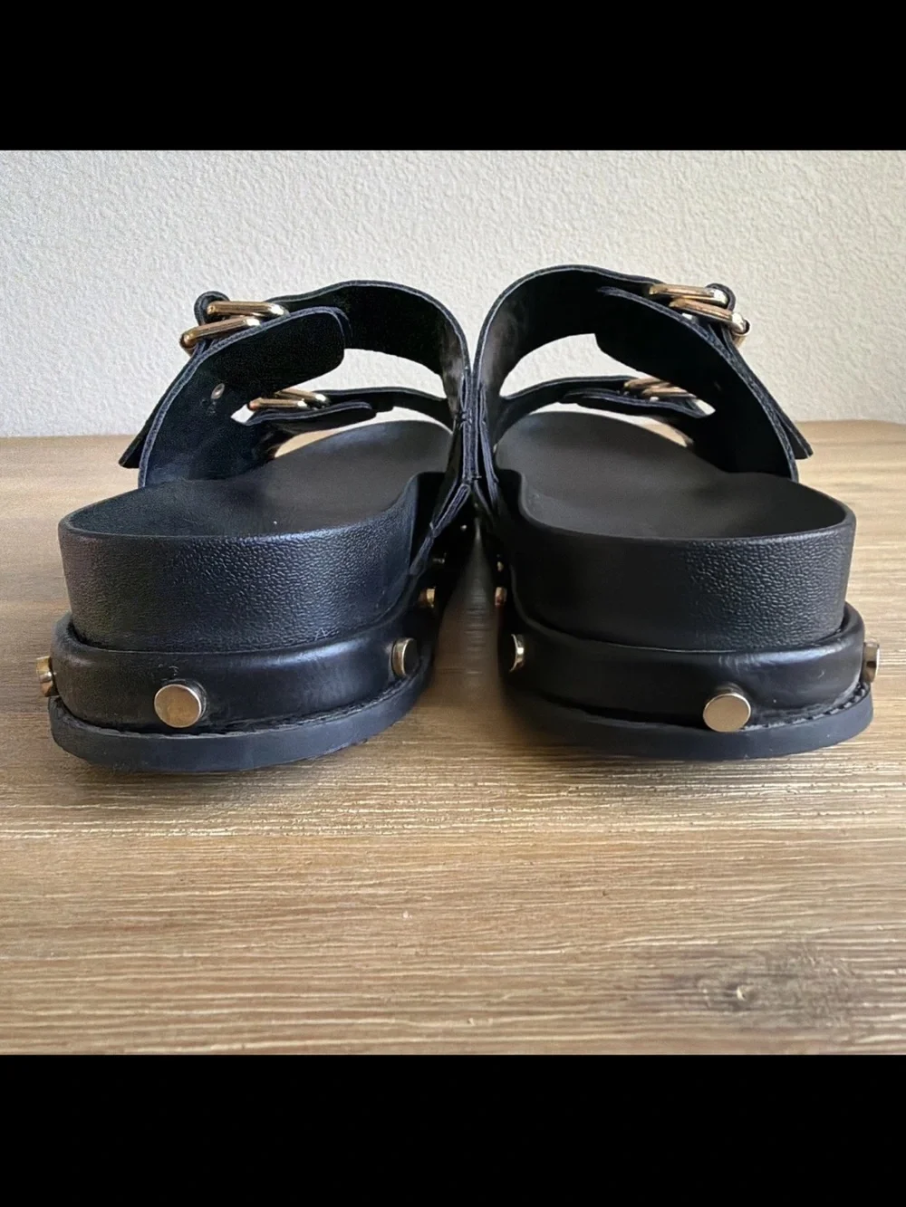 BCBG Platform Sandals Generation Bamba Women's Size 9.5 Black with Gold Studs